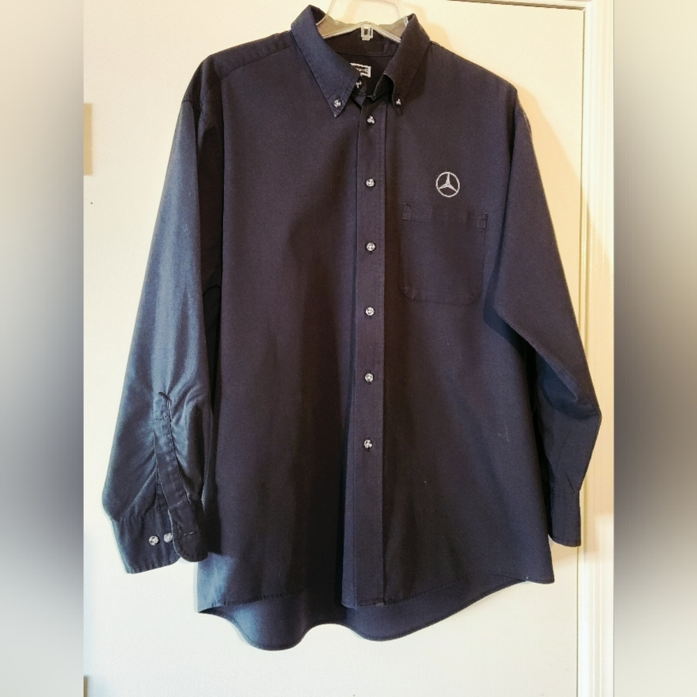 Mercedes Benz 🚘 Logo Men's Button Down Shirt Soft Black Stone-washed $20
